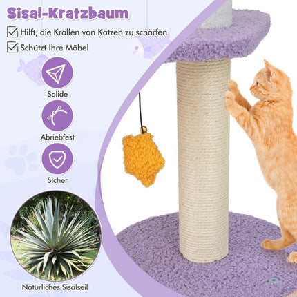 Škrabadlo kočičí strom s kočičím pelíškem, roztomilé škrabadlo pro kočky, 68 x 48 x 167 cm