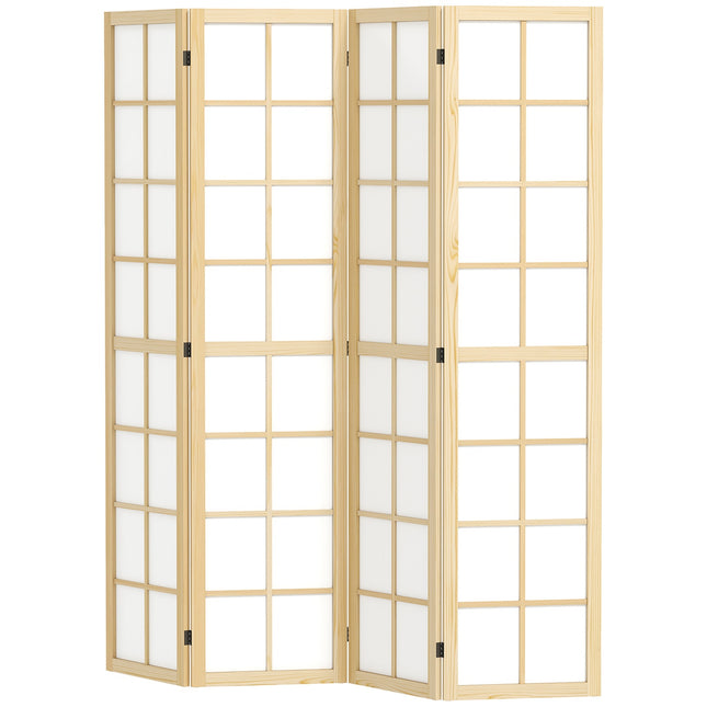 Scherm 4-delig 160 x 170 cm scheidingswand, opvouwbare scheidingswand, privacyscherm voor woonkamer, naturel