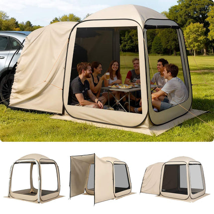 Screen House Tent, 4-6 Person Pop-Up SUV Tailgate, Beige
