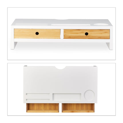 Stojan pod monitor se 2 zásuvkami, bílý