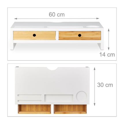 Stojan pod monitor se 2 zásuvkami, bílý