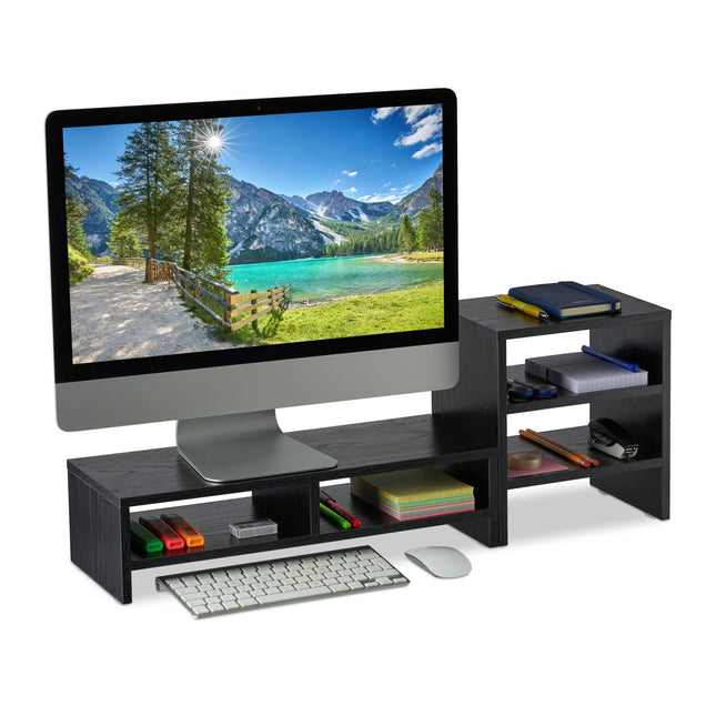 Stojan pod monitor s policemi