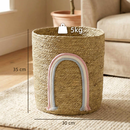 Koš úložný z mořské trávy, 24.7L, duhový design