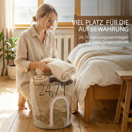 Koš úložný z mořské trávy, 24.7L, duhový design