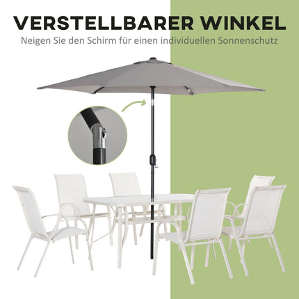6-person dining room in aluminum with parasol