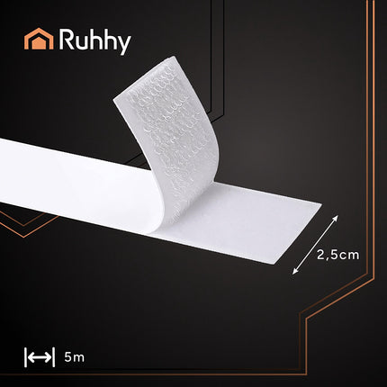 Suchý zip samolepicí, bílý, 5m x 2.5cm