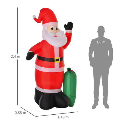 Nafukovací dekorace Santa Claus s LED osvětlením, 148x85x240 cm