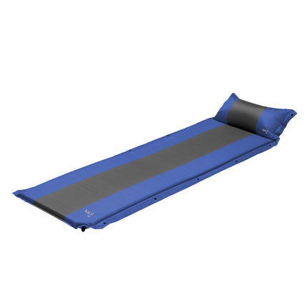 Self-Inflating Camping Mat with Pillow, Blue-Gray