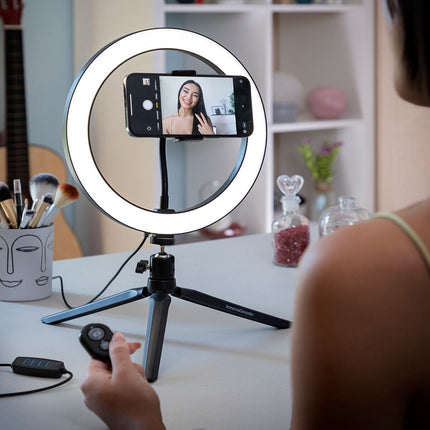 Lampa kruhová selfie se stativem a dálkovým ovladačem Youaro InnovaGoods