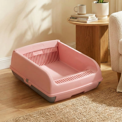 Semi-Automatic Cat Litter Box, Splash-Proof, Pink