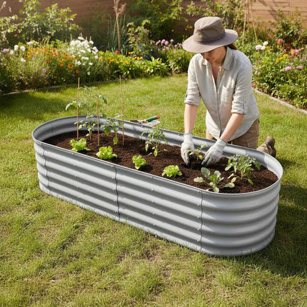 Semi-Circular Metal Planter, Raised Bed for Vegetables