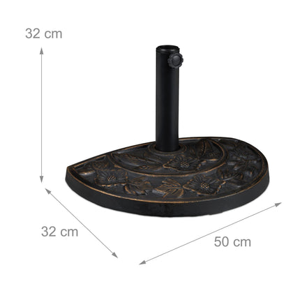 Podstavec pod slunečník půlkruhový, polyresin, květinový design