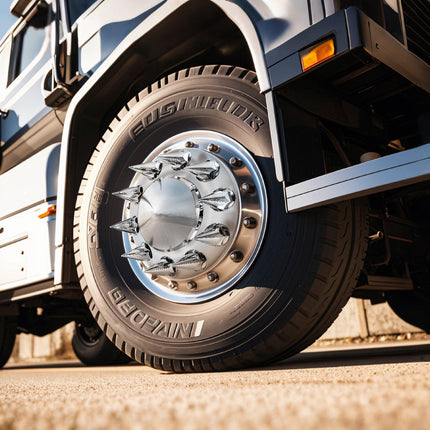Semi Truck Axle Covers, 6 Piece Spiked Front and Rear Kit, ABS, Silver