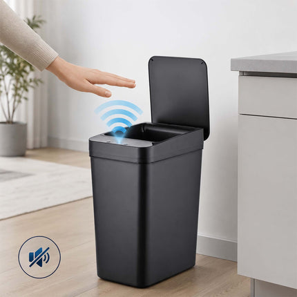 Koše kuchyňské senzorové, sada 9L a 15L, černé, automatické