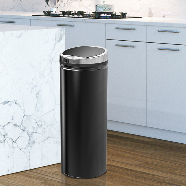 Automatický senzorový odpadkový koš, 50L, černý nerez