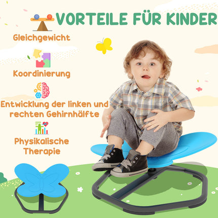 Sensorischer Drehstuhl für Kinder, Schmetterlingsform, Blau