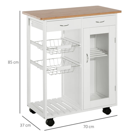 Dřevěný kuchyňský vozík – praktický a stylový design, bílý