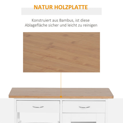 Dřevěný kuchyňský vozík – praktický a stylový design, bílý