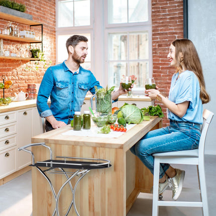 Vozík servírovací chrom a černé sklo