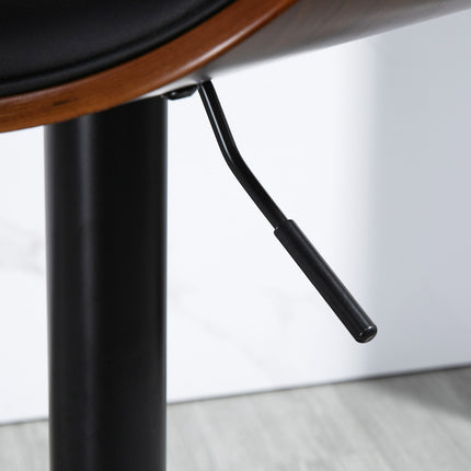 Set of 2 height-adjustable barstools in artificial leather