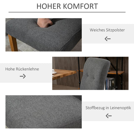 Jídelní židle sada 2 ks, čalounění len-polyester, tmavě šedá