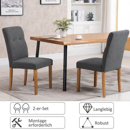 Jídelní židle sada 2 ks, čalounění len-polyester, tmavě šedá