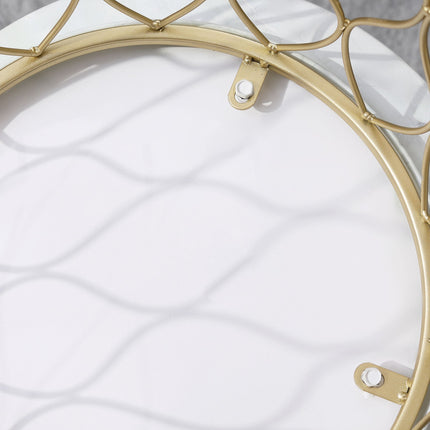 Set of 2 metal outdoor side tables, gold & white design