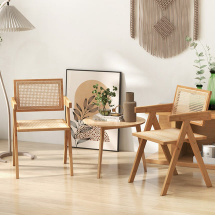 Sada 2 ks ratanových designových křesel, rám z přírodního bambusu