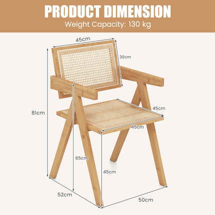 Sada 2 ks ratanových designových křesel, rám z přírodního bambusu