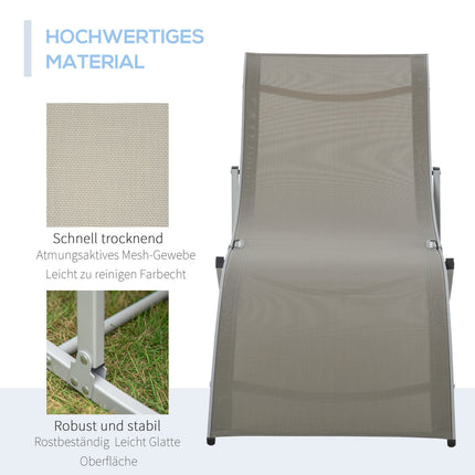 Ergonomic sun lounger set, aluminum frame, light grey