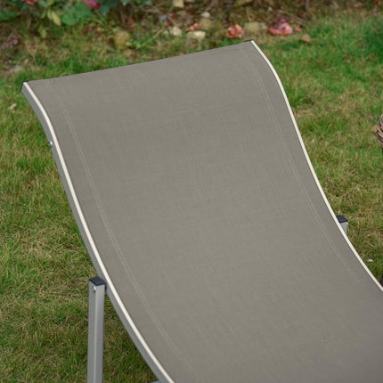 Ergonomic sun lounger set, aluminum frame, light grey