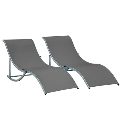 Sada 2 ks ergonomických lehátek, tmavě šedý textil