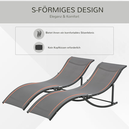 Sada 2 ks ergonomických lehátek, tmavě šedý textil