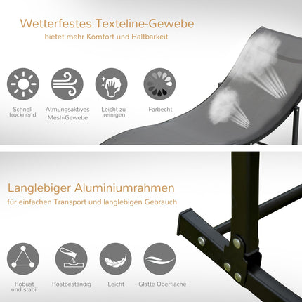 Sada 2 ks ergonomických lehátek, tmavě šedý textil