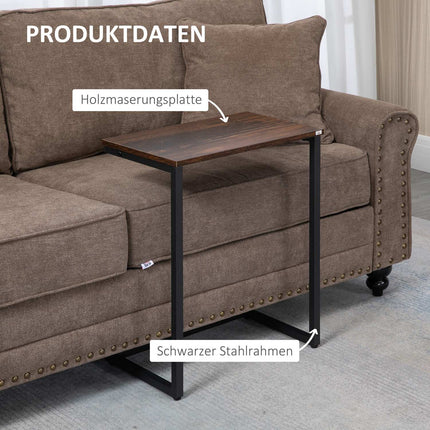 Sada 3 ks odkládacích stolků ve tvaru C, industriální ocel, rustikální hnědá