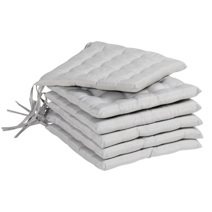 Light gray seat cushions with ties - Set of 6, 40x40 cm