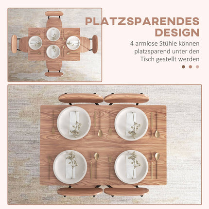Jídelní set se 4 židlemi, teak a ocel, moderní design