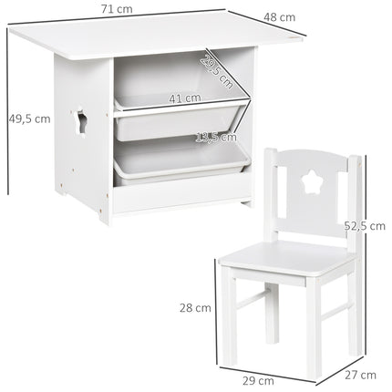 Dětský stolek a 2 židličky, MDF, bílá/šedá