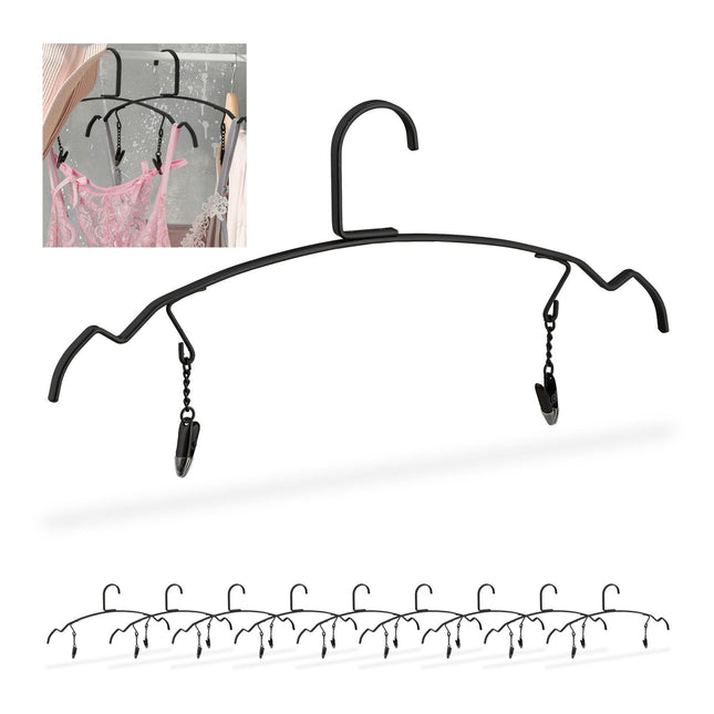 Set van 10 dunne hangers met clips
