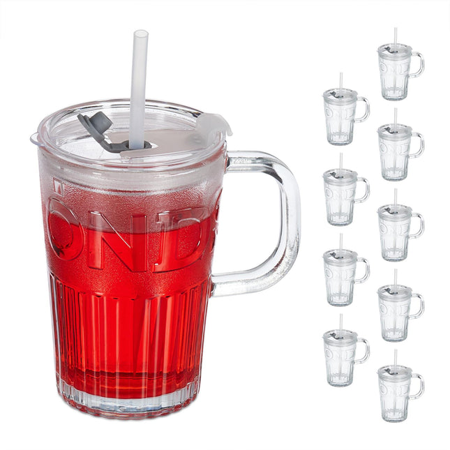 Set of 10 drinking glasses with handles