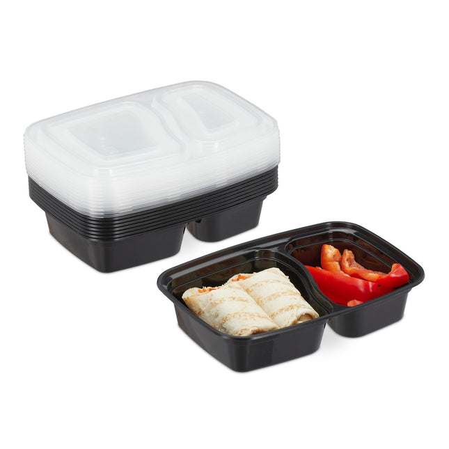 Sada 10 ks meal prep boxů, 2 přihrádky