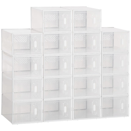Modulární úložné boxy na boty s průhlednými dvířky, sada 18 ks