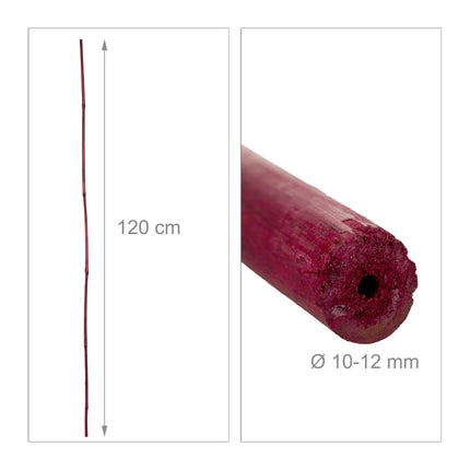 25 rote Bambusstangen, 120 cm