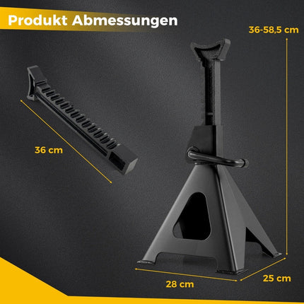 Sada 2 ks podpěrných stojanů pod auto s nosností 6 t a nastavitelnou výškou 36 - 58,5 cm