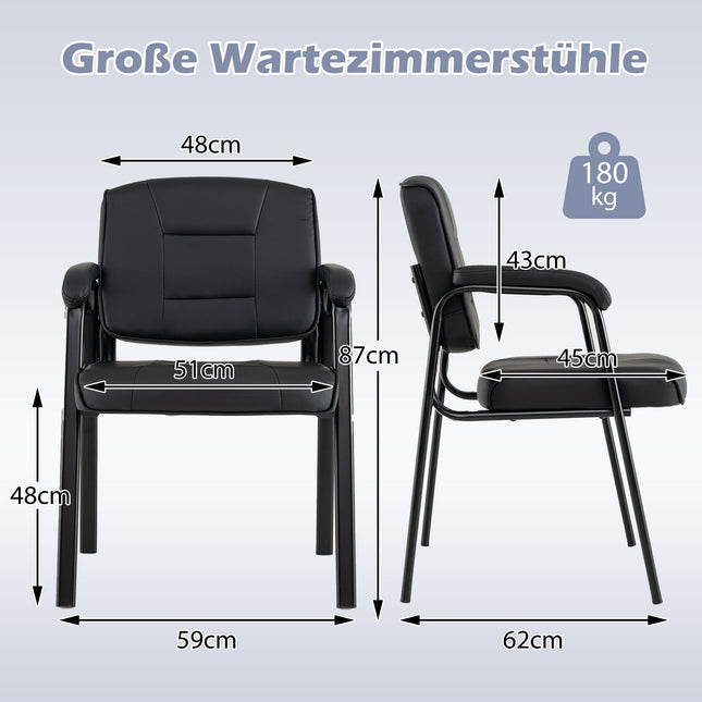 2er-Set schwarze Konferenzstühle mit gepolsterten Armlehnen