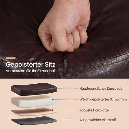 Sada 2 ks stoliček z hnědé umělé kůže s opěradlem, nosnost 150 kg