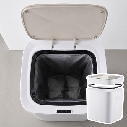 Set of 2 Cream Plastic Sensor Bins, 14L & 16L