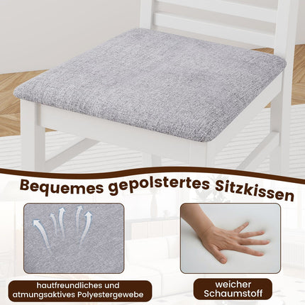 Sada 2 ks jídelních židlí z umělé kůže, nohy z kaučukovníku, bílá/šedá