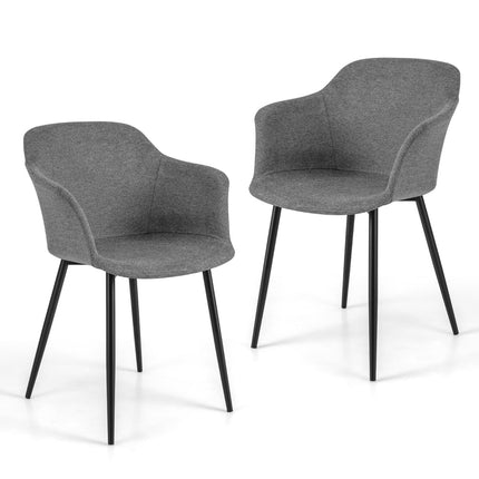 Sada 2 ks šedých ergonomických jídelních židlí se lněným sedákem