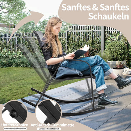 Set of 2 Gray Rocking Chairs with Breathable Fabric Seat